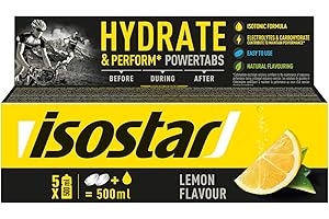 ISOSTAD ISOSTAR SABOR LIMÓN - Hydrate & Perform Powertabs - Fórmula Isotónica - Preparado para Bebida de Aporte de Glúcidos y Electrolitos - Resistencia en Entrenamientos Prolongados - 120g (10x12g)