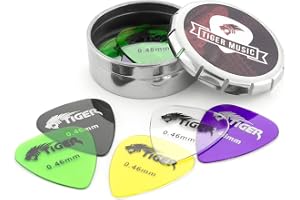 TIGER Gitarrplektrum med plektrumdosa, 12 gel, 0,46 mm