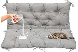 CushSunr Casual Outdoor Furniture Cushion, Swing Cushion, 100cm x 100cm x 10cm, Grey, Polyester & Cotton, 3 Seater, Waterproof, Thick 4 Inch Filling