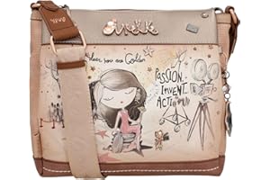 Anekke - Bandolera Mediana de Mujer - Bandolera de Polipiel para Mujer con Correa Ajustable y Cierres de Cremallera - Accesorios y Complementos Mujer - Medidas 26x19x7 cm