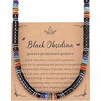 Obsidian Halskette Mit Lotus Gravur - Schutzstein Schmuck Für Damen & Herren