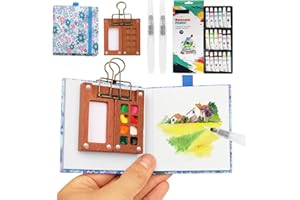 BLSFXROE Juego de acuarela de bolsillo, mini juego de viaje de acuarela con clips, mini caja de acuarela, juego de viaje de acuarela, juego de 8 cuadrículas para pintores, artistas, estudiantes (azul-18)