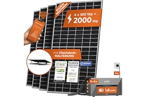 Solarway® All In One Balkonkraftwerk mit Speicher 2000W komplett Steckdose - 1,6 kWh Anker Solix 2 PRO Speicher - Solaranlage Komplettset - 500W Solarmodule & Anker Speicher & Zubehör