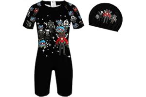 Brigcalki Skibidi Toilet Boys Swimming Costume Swimwear Swimsuit Kids Rash Guard Suit Short Sleeves UPF Protection for 6-12 Years