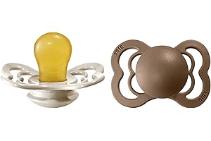 BIBS Supreme Schnuller 2er-Pack, BPA-frei, Symmetrischer Nippel. Naturkautschuk/Latex, Hergestellt in Dänemark. 0-6 Monate (2er Pack), Vanilla/Dark Oak