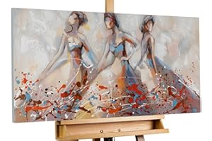 Kunstloft Quadro su tela | 100% DIPINTO A MANO | 100x50cm | Dipinto 'Sensuous Dance' | Ballerina | Rosso Beige | Arte moderna
