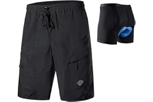 Santic Pantalon Corto Ciclismo Hombre Pantalon Bicicleta Hombre MTB Pantalones Ciclista Acolchado con Calzoncillos Ciclismo con Badana