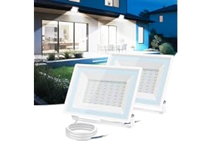 Aigostar - 50 W reflektor zewnętrzny LED, 4300 lm reflektor LED, wodoodporna lampa zabezpieczająca IP65, oświetlenie zewnętrzne 6500 K, do ogrodu, na patio, do garażu itp, opakowanie 2 szt