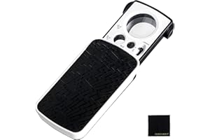 UNCLE PAUL Pull-out Pocket Magnifier 30X 60X 90X with Illuminated LED UV Light - Black Portable Handheld Eye Loupe Lens Magnifying Glass for Jewelry Diamonds Gems Coins Stamps Rocks Plants Home Office OS19