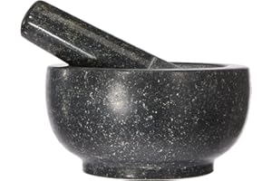 JADE TEMPLE Mortier avec Pilon en Granit Gris, Granite, Gris, 51 x 34.5 x 17 cm