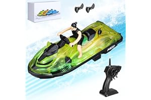 Achort Barco RC teledirigido con luz LED, 2,4 GHz, barcos de carreras, submarinos y barcos teledirigidos, recargables, para piscinas, lagos, recuperación, estanques, regalos para adultos y niños