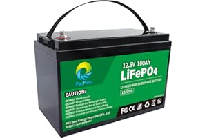 ‎PACPOW LiFePO4 Lithium Batterie 12V 100Ah, PacPow Autobatterie Max. 1280W Ausgangleistung Built-in 100A BMS, 5000+ Zyklen, Perfekt für Wohnmobile, Solar, Marine, Überland, Off-Grid-System