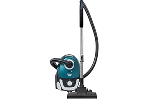 Bestron Staubsauger mit Beutel, Bodenstaubsauger inkl. 3 Staubsaugerbeutel, 94cm Teleskopstange & umschaltbarer Bodendüse, 7.5m Aktionsradius, auswaschbarer HEPA12 & Mikrofilter, Farbe: Blau/Schwarz