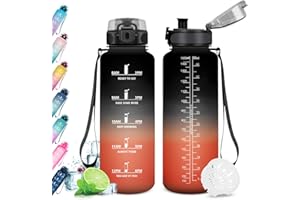 KollyKolla Gourde 1.5L, Sport Gourde Grande, Étanche et Réutilisable, Bouteille d'eau avec Marqueur de Temps et Filtre, Gourde Graduée pour 1 Journee, Adulte, Gym, l'école, Voyage, Camping, Randonnée