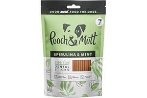 Pooch & Mutt - Superfood Dog Dental Sticks, Spirulina And Mint Flavour Dog Dental Chew, 1 pack of 7 sticks