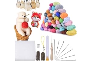 BCMRUN Needle Felting Kit Felting Wool,20 Colours Each 5 Grams,Felting Wool for Knitting for Felting Wool Dry Felting and Felting Wool Wet Felting,Basic Tools and Accessories for DIY Beginners