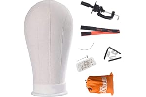 Xtrend 21"-24" Poly Canvas Blockkopf Professioneller Mannequin Canvas Kopf zum Herstellen/Trocknen/Styling von Perücken mit Tischklemmenständer und T-Stiften 24 Zoll