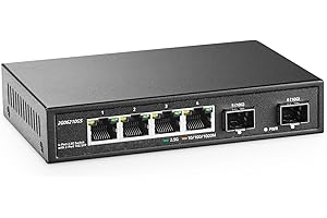 ‎YULINCA YuLinca 4 Port 2.5G Netzwerk Switch mit 2x10G SFP, 4 x 2.5GBASE-T Ports, kompatibel mit 100/1000/2500Mbps, Multi-Gigabit Lüfterloser Unmanaged Metall Desktop Ethernet Switch