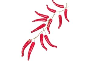 MEENA SUPPLIES Garland of 12 Artificial Hanging Chillis! Fruit Vegetables Fake [Light Red,351232381868-1]