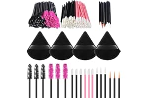 Nayyana Lot de 114 applicateurs de maquillage jetables avec tampons de maquillage triangulaires, bâtons de mascara, applicateurs de lèvres, pinceaux à eye-liner, kit applicateur de maquillage pour