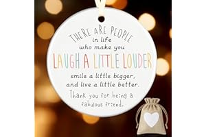 Geiserailie Laugh a Little Louder Friendship Ceramic Ornament, Friendship Quote Christmas Tree Decoration, Gift for Women Men Best Friend, Birthday, Christmas, Farewell Keepsake
