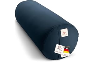 Navango® Cuscino Cilindrico Bolster Yoga | Cuscino Lungo | Ø24 cm | Imbottitura Pula di Farro | Rivestimento Lavabile 100% Cotone | Cuscino Meditazione | Cuscino a Rullo da Yoga Fatto a Mano