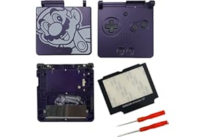 THE TECH DOCTOR Gameboy Advance SP - Carcasa completa de carcasa para pantalla y botones, kit de reparación profesional que incluye herramientas (Mario Purple)