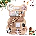 Pakuyi Toddler Activity Board Busy Board Wooden Handmade Montessori Sensory Toy for Toddlers 1-3 Years Old for Early Development