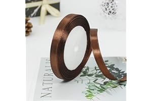 ZHIHUI Brown Satin Ribbon 10mm, 22 Meters Solid Colors Fabric Ribbon, Perfect for Wedding Decor, Wreath, Baby Shower, Gift Package Wrapping, Party Balloon & Hair Bows Decoration and Other Projects