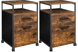 MEVSIM STORE Armario Archivador Set De 2-Mueble Archivador Oficina, Práctico y Elegante: Armario móvil de diseño Industrial con Dos cajones y Ruedas para tamaño A4 y Carta.
