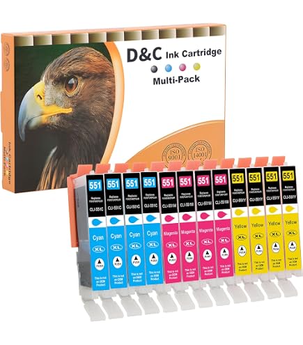 Cartuchos de relleno de Octopus compatibles para Canon PGI-550, CLI-551 con chips de autoajuste, juegos de recambio, 1250 ml para Canon Pixma MX 925, Pixma MX 725, Pixma MG 6350, Pixma MG
