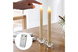 Lights4fun Lot de 8 Chandelles en Cire à LED Blanc Chaud à Piles et Télécommande pour Intérieur