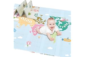 CANMALCHI Foldable Baby Play Mat,Large Thick Waterproof Crawling Mat,Activity Mat for Infants Toddlers,Portable Double-Sided Crawling Mat Easy Clean 200x180x1cm (78.7 * 70.8 * 0.4)''
