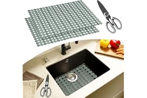 MLIJZARD Spülbeckeneinlage, 2 Stück Spülbeckenmatte Zuschneidbar für Edelstahl & Keramikspülen, 40x30cm Einlage Spüle mit Schere, Leicht zu Reinigen, Rutschfest, Transparent Grün