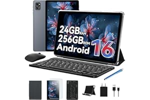 TABWEE T20 Android 16 Tablet con Teclado - 24 GB RAM+ 256 GB ROM(2 TB TF), Octa-Core, Gemini AI, Widevine L1, Tablet 10 Pulgadas, 5000mAh, 8MP+5MP, Face ID, GPS (Garantía de 4 años)
