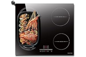 NOXTON Plug in Induction Hob 60 cm Flex Zones with 13AMP Plug, Induction Hob 4 Ring Built-in Slide Control, Timer, Pause Function, Safe lock, 2800W, 220V-240V