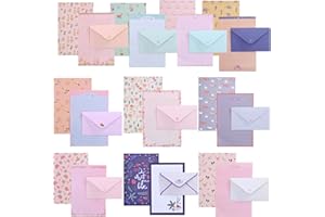 FISHSHOP 30 Hojas Sobres,60 Hojas Papel de Escritura,Juego de Papeles y Sobres,Papel de Papelería de Escritura,Para Invitaciones, Cartas, Notas de Agradecimiento etc.