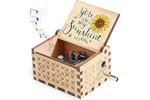 sakruda Wooden Music Box for Daughter Son Wife Dad Husband Girlfriend,Tune You Are My Sunshine,Laser Engraved Wood Musical Box,Vintage Gift to Mum Bestie,on Birthday,Christmas,Anniversary