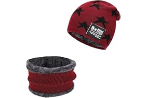 Ajuanbazha Set Berretto e Sciarpa Invernale per Bambini, Cappello in Maglia con Fodera in Pile, Beanie per Ragazzi e Ragazze da 5 a 15 Anni, Caldo e Morbido