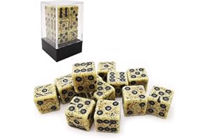 BESCON DICE Bescon Old Looking Ancient Bone Dice D6 16mm 12pcs Set, 16mm Six Sided Die (12) Block of Stone Dice