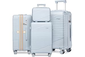 Sea choice Set di Valigie Rigide 4 Pezzi Trolley Valigia Espandibile Bagaglio a Mano Rigide in Policarbonato 8 Ruote Rotanti Valigia S-M-L-XL