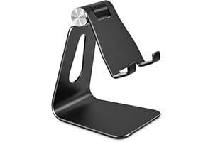 Bidponds Support de téléphone portable réglable en alliage d'aluminium, support de téléphone de bureau en métal, support pour smartphone, noir