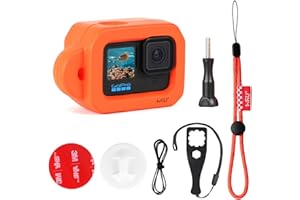 HSU Floaty Case for GoPro Hero 13/12/11/10/9 Black, Floating Housing Accessory for Water Sports Surfing Swimming Diving (Orange)