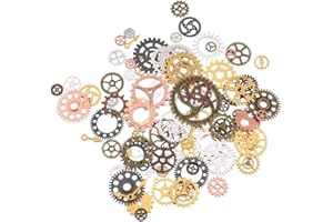 DRAFTOR Jewelry 100 Grams Cogs and Gears,Assorted Vintage Antique Steampunk Gear Steampunk Charms Cogs Watch Cog Wheel Sets Steampunk Craft for Jewelry Making, DIY Handmade Accessories