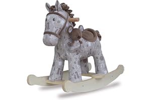 Little Bird Told Me - Biscuit & Skip Rocking Horse, Brown Ride On Horse Toy for 1 Year Olds and Toddlers, Soft Horse Toy with Wooden Rockers, Sensory Fabrics for little Girls & Boys