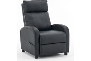 Requena Recliner Armchair, PU Leather Sofa Lounge Seating with Adjustable Leg Rest and Reclining Functions for Living Room HQ-8256 Black