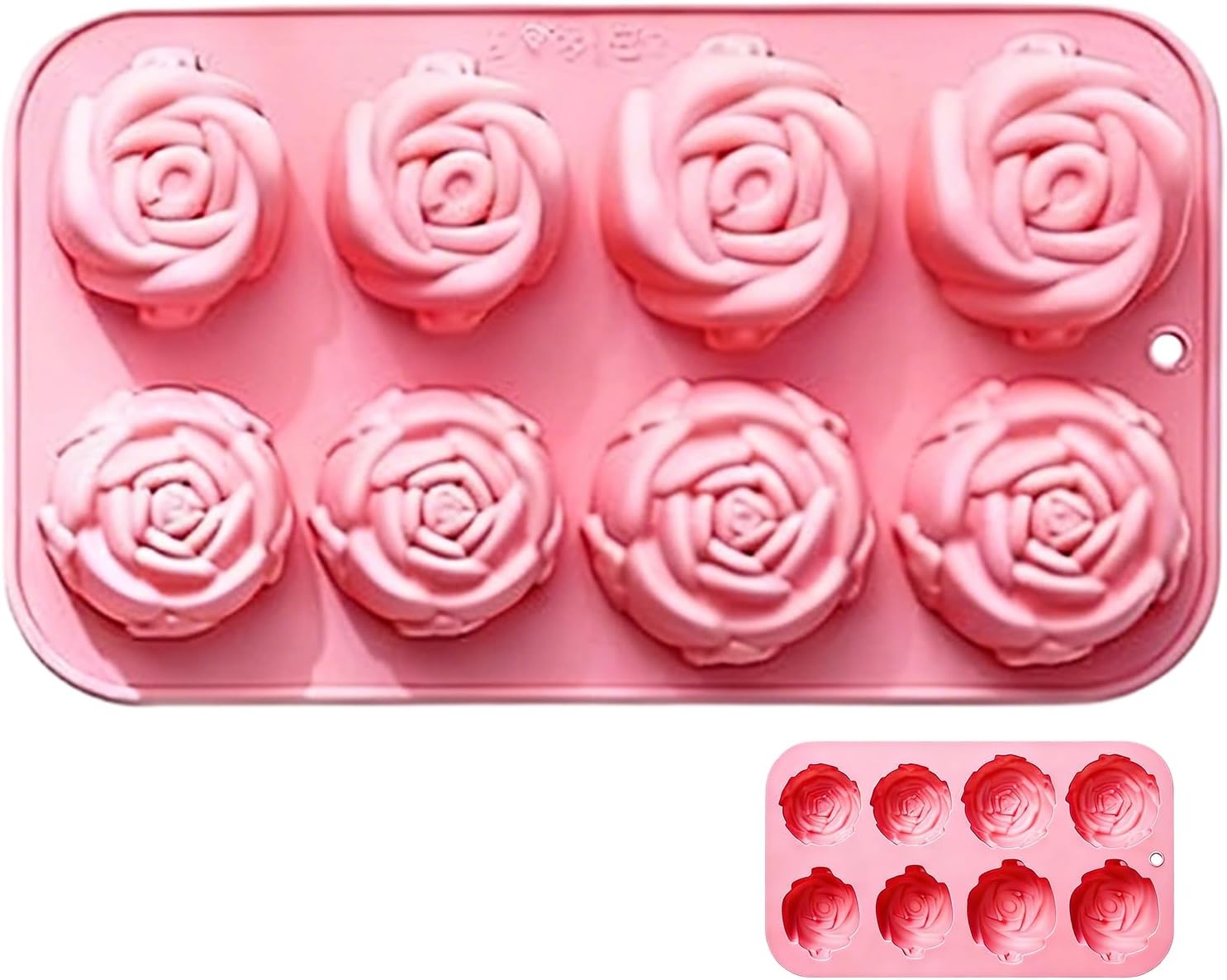 Moldes de chocolate de silicona con forma de rosa para hornear, molde de goma y caramelo para fondant de chocolate con flor de rosa de 6 cavidades, antiadherente, reutilizable para cubitos de hielo
