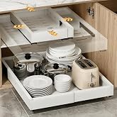 Removable Kitchen Drawers, 4 Way Adjustable Organizer | (30-49.5cm x 42-55mm) Drillless, Heavy Duty Adhesives; Sliding Rails,