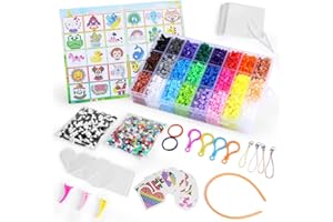 ICASTNY 6300Pcs Fuse Beads Kit for Kids DIY Crafts, 24 Colors Iron Bead Melting Craft Kit, 5mm Fuse Beads Set with BOX, Pegboards, Pattern Cards Tweezers, Ironing Paper and keyring