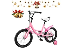 DAOHHFO 16 Zoll Kinderfahrrad für Jungen und Mädchen von 5-8 Jahren Anfänger Höhenverstellbar Fahrrad mit Stützräder Fahrräder, Kohlenstoffstahl-Legierung Kinder fahrräder